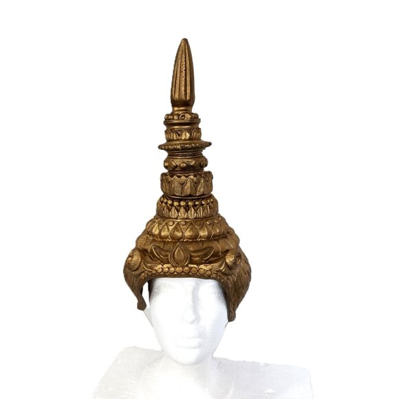 Vtg 90’s Cesar Mask Thai Siam Dance Stage Performance traditional Dance Hat NOS main image 6